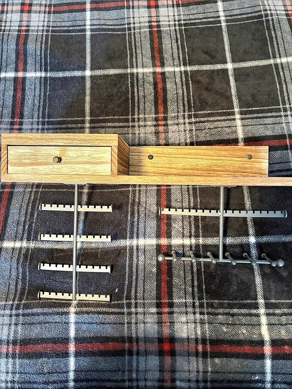 Wooden Jewelry Organizer with Hooks